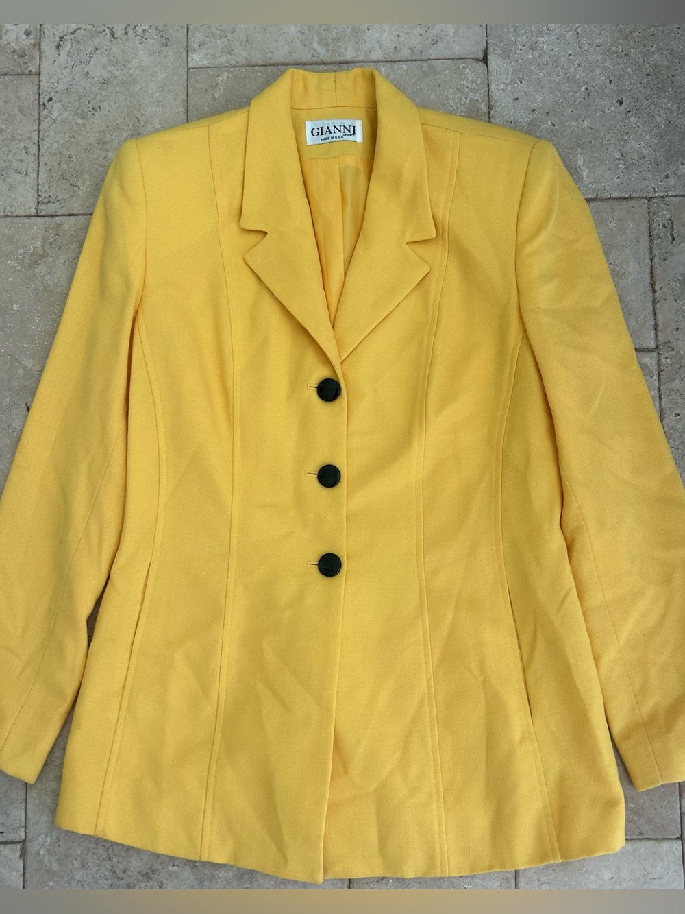 Ganni Sport Bright Yellow Single-Breasted Tailored Blazer